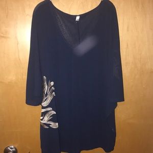 Sheer Appliquéd Steel Blue blouse